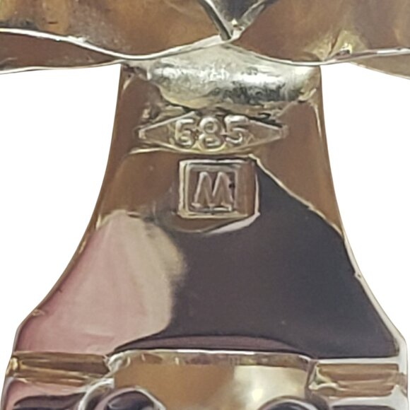 14 Karat Yellow Gold Ridged Earrings #19663 - Picture 5 of 7